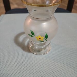 Clear Glass Vase with Floral Design
